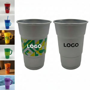 16oz Plastic Reusable Cup with Partial Color Accents